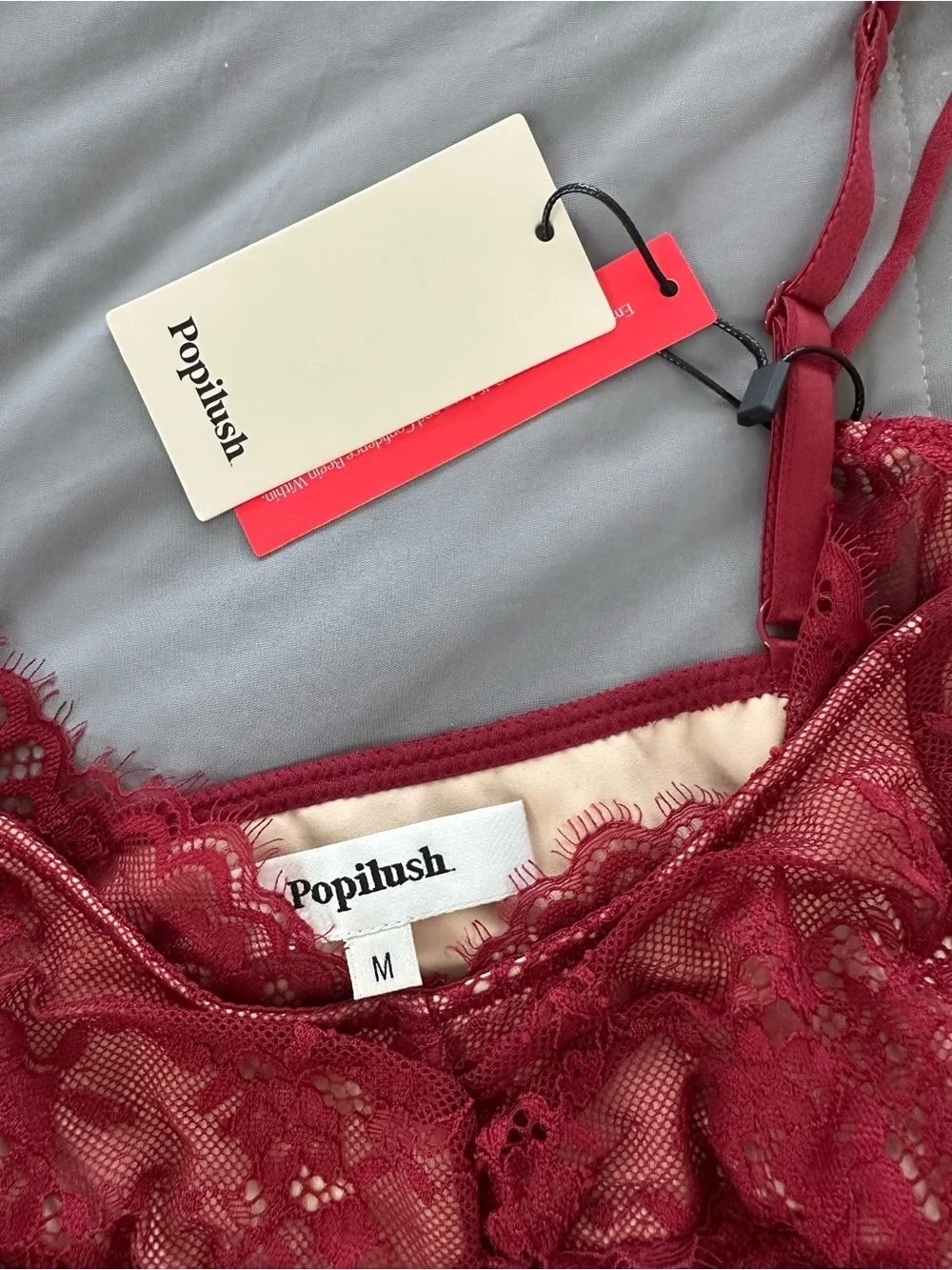 Popilush Red Lace Camisole with Adjustable Straps